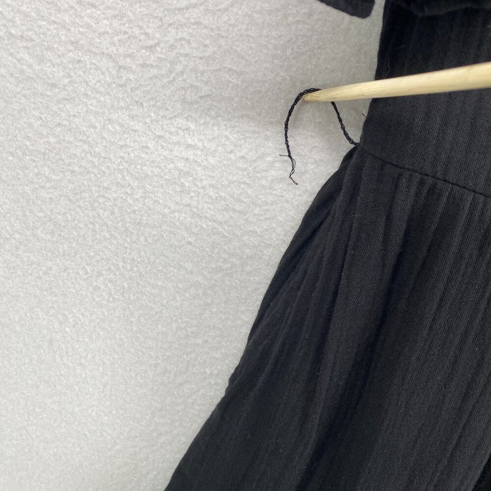 GAP Dress XS Crinkle Gauze Mini Tiered Ruffle Button Front Puff Sleeve Black NEW - Picture 15 of 16